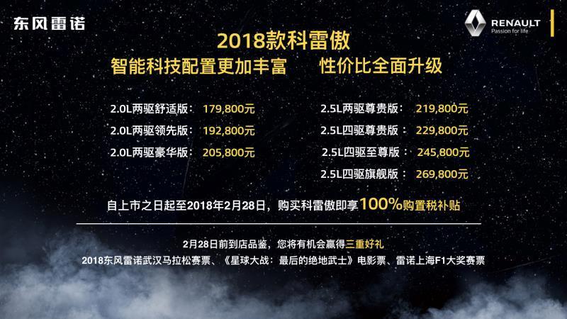 2018款科雷傲上市，可享100%购置税补贴，全套科技配置成亮点 | 钛快讯