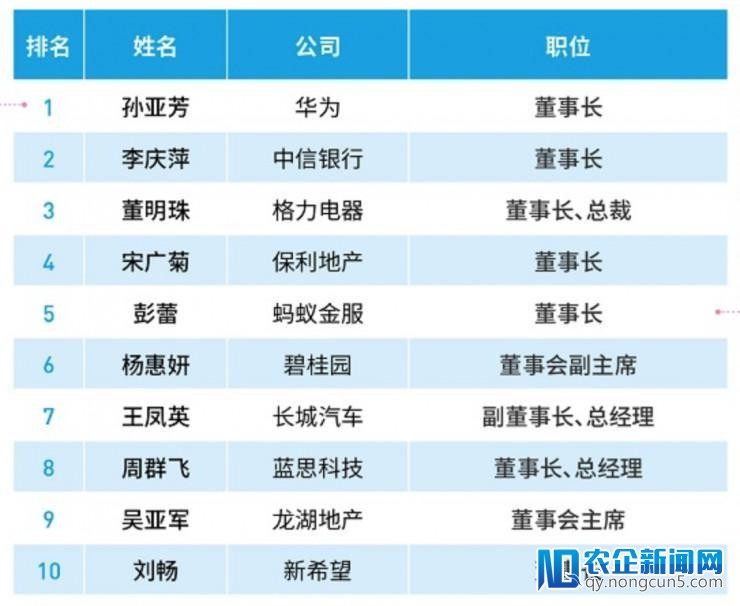 福布斯2018中国最出色商界女性：华为孙