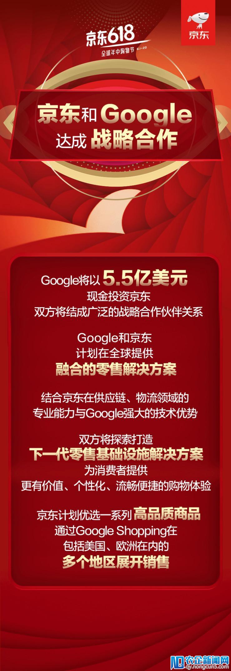 Google 宣布 5.5 亿美元投资京东